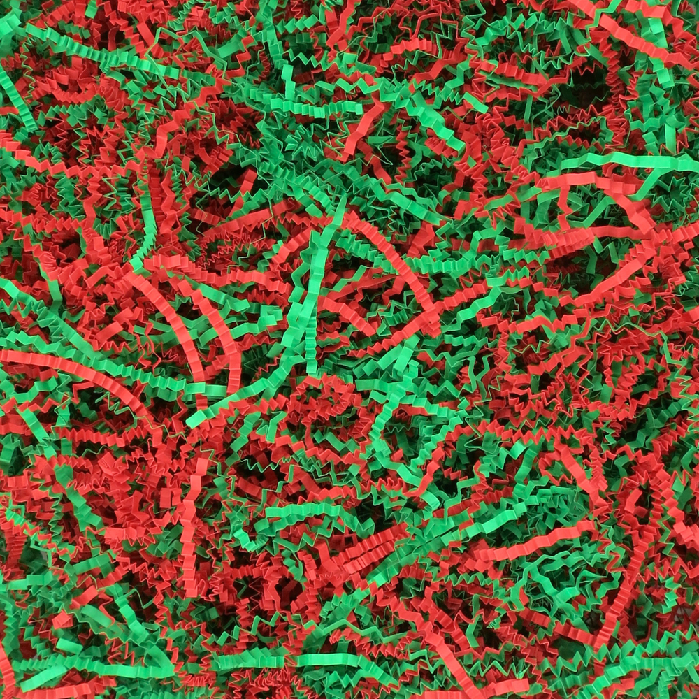 Crinkle Paper Shreds - Christmas Mix - 1kg