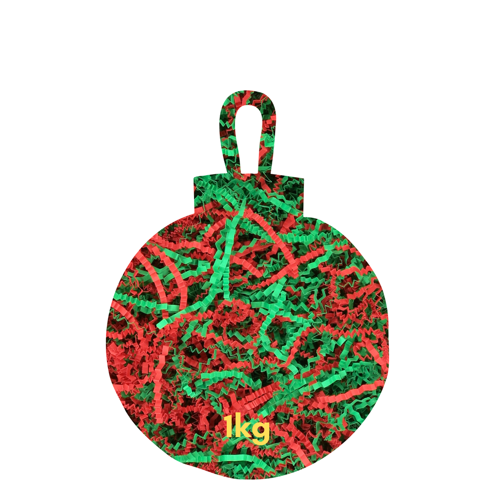 Crinkle Paper Shreds - Christmas Mix - 1kg