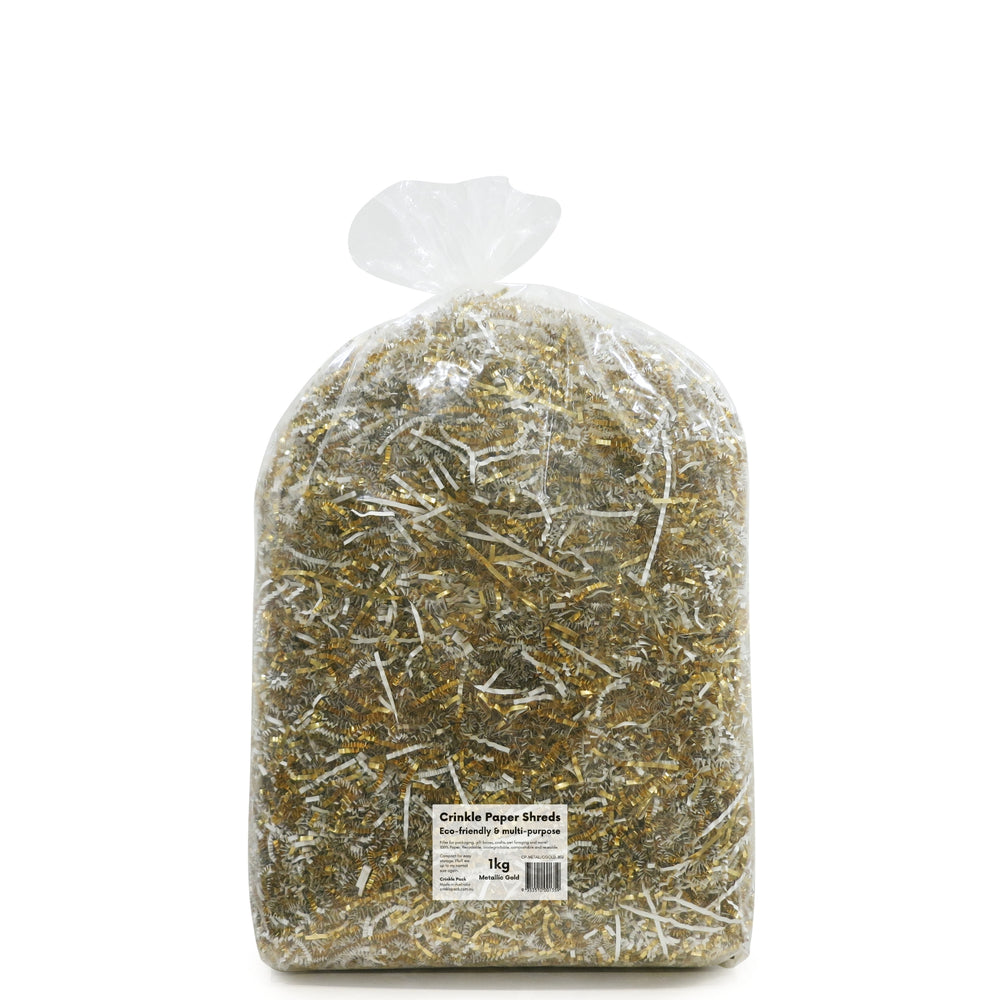 Crinkle Paper Shreds - Metallic Gold - 1kg, 2kg - FREE DELIVERY