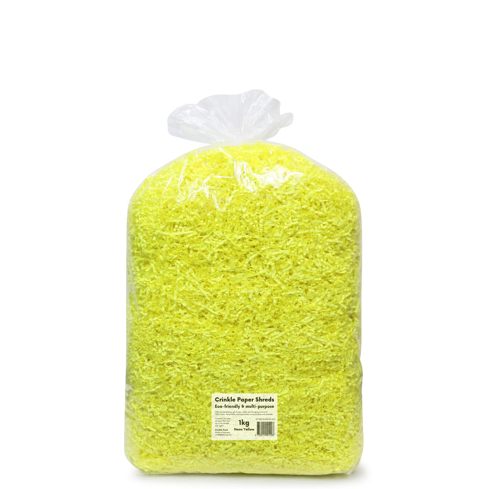 Crinkle Paper Shreds - Neon Yellow - 1kg